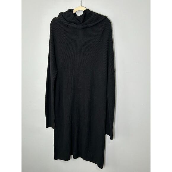 NWT Banana Republic Women's Black Cowl Neck Drop Shoulder Sweater Dress Size XL - Picture 2 of 7